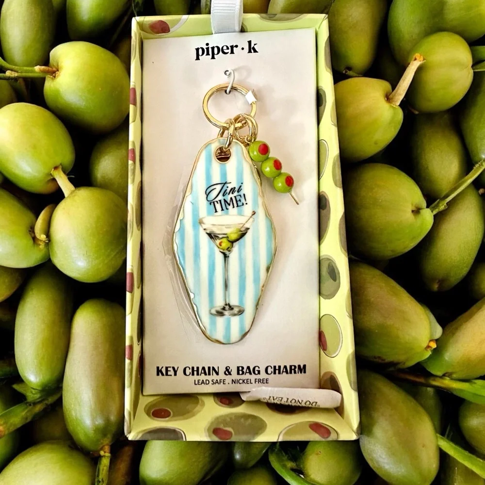 Piper-K Martini With Olive KeyChain and‎ Bag Charm New In Box Giftable MSRP $35
